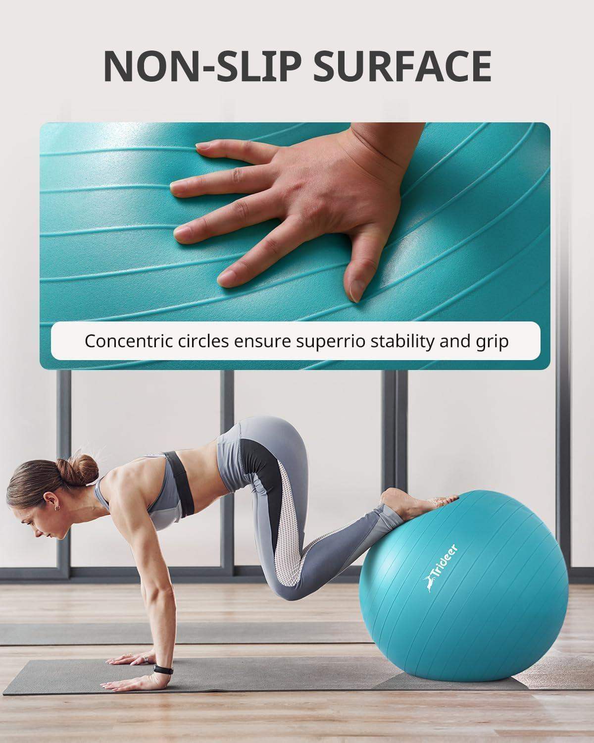 Swiss Exercise Yoga Ball for Balance and Core Stability with 5 Sizes and Quick Pump Included - imprüv 