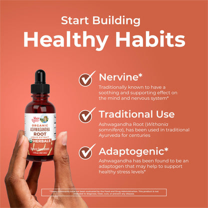 MaryRuth Organics Adaptogenic Ashwagandha Liquid Drops, 60 Servings