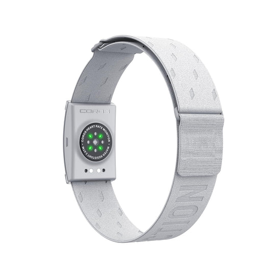 Bluetooth armband heart rate monitor worn on upper arm during workout