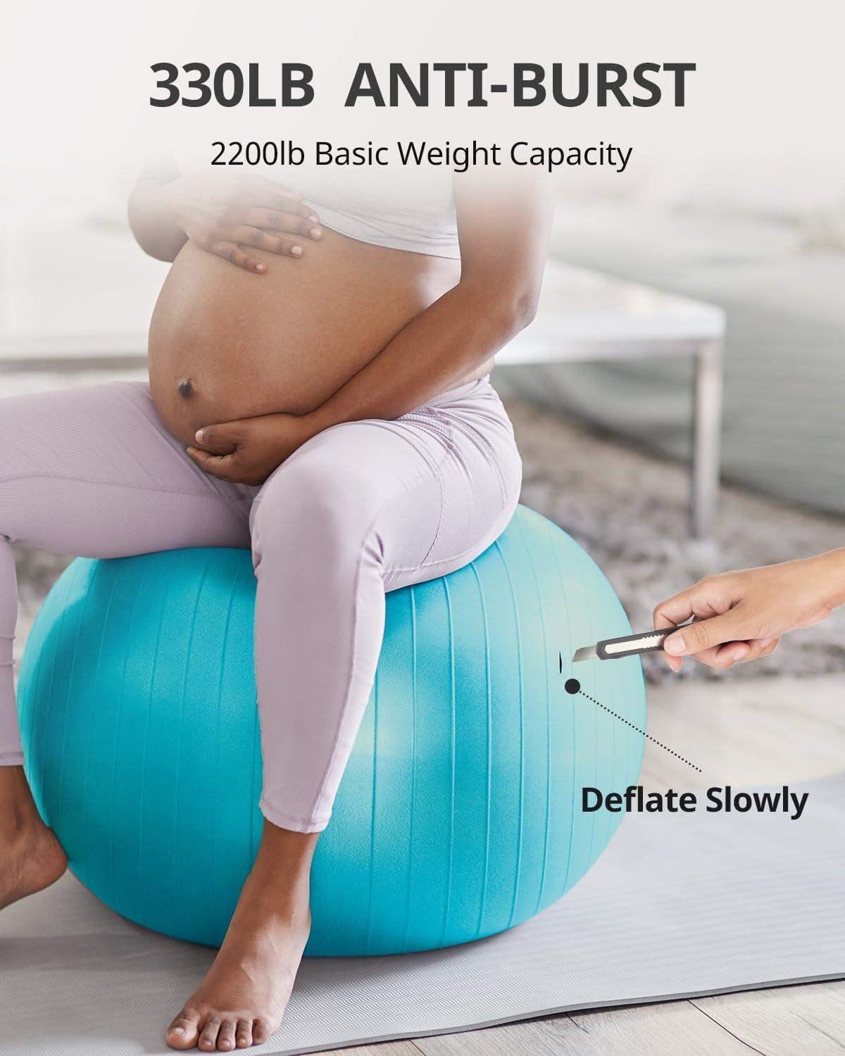 Swiss Exercise Yoga Ball for Balance and Core Stability with 5 Sizes and Quick Pump Included - imprüv 