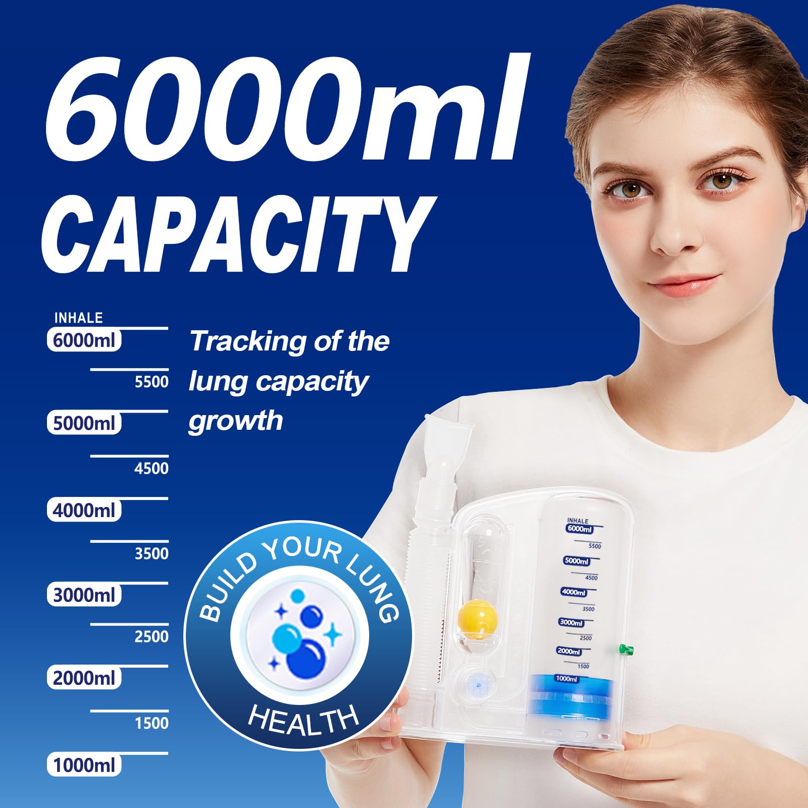 Incentive Spirometer, Lung Exercise and Breathing Trainer for Respiratory Therapy - imprüv 