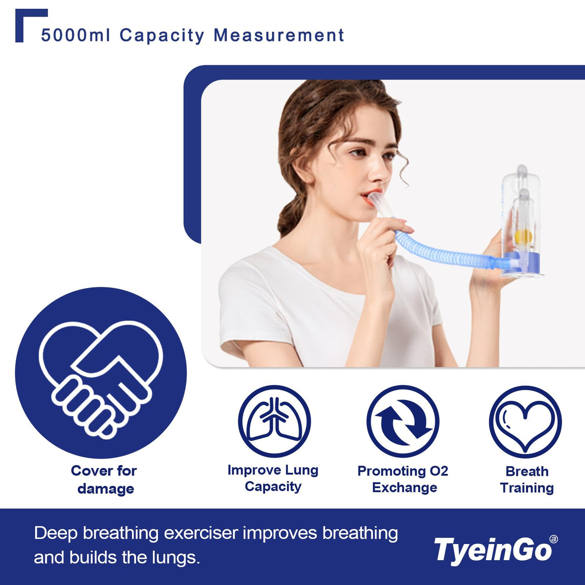 Incentive Spirometer Breathing Exercise Device for Lung Health, 5000ml