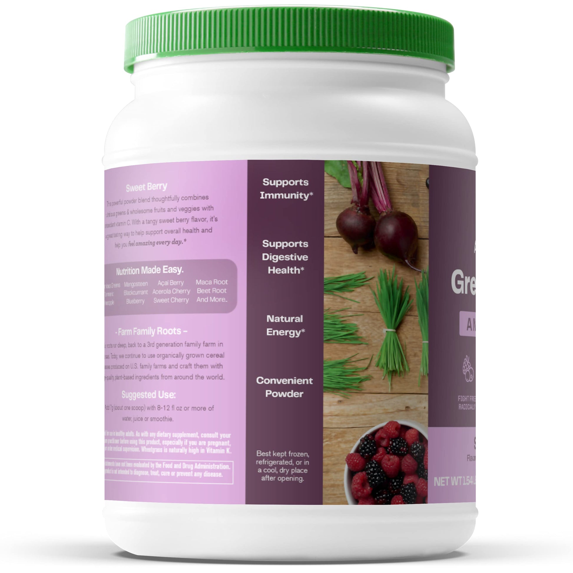 Superfood Greens Blend with Antioxidants, Digestive Enzymes, Fiber Prebiotics and Probiotics