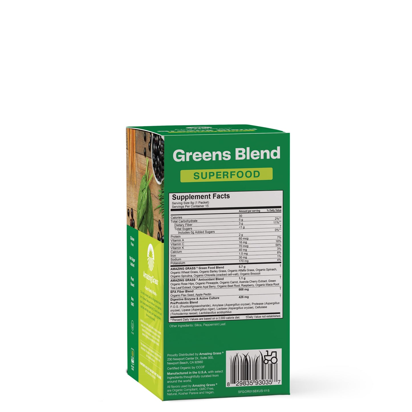 Superfood Greens Blend with Antioxidants, Digestive Enzymes, Fiber Prebiotics and Probiotics