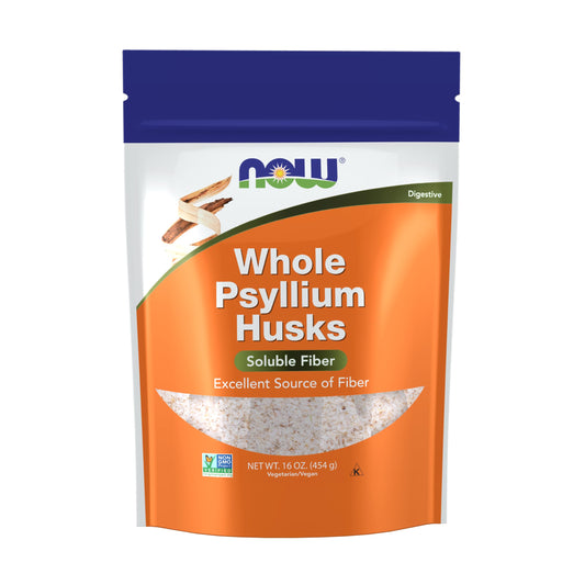 NOW Foods Whole Psyllium Husks, Non-GMO Soluble Fiber for Digestive Health, 16 Ounces