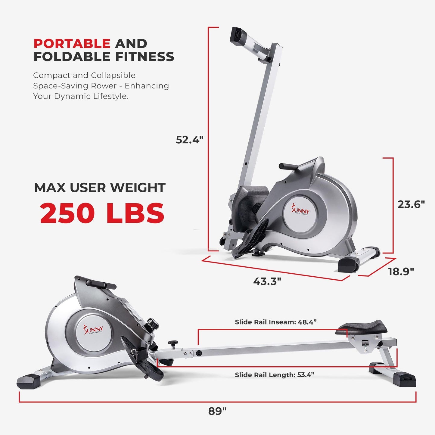 Ergonomic Low-Impact Magnetic Resistance Rowing Machine