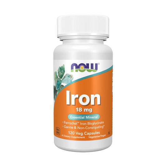 NOW Foods Iron Bisglycinate from Ferrochel®, Non-Constipating, 18mg