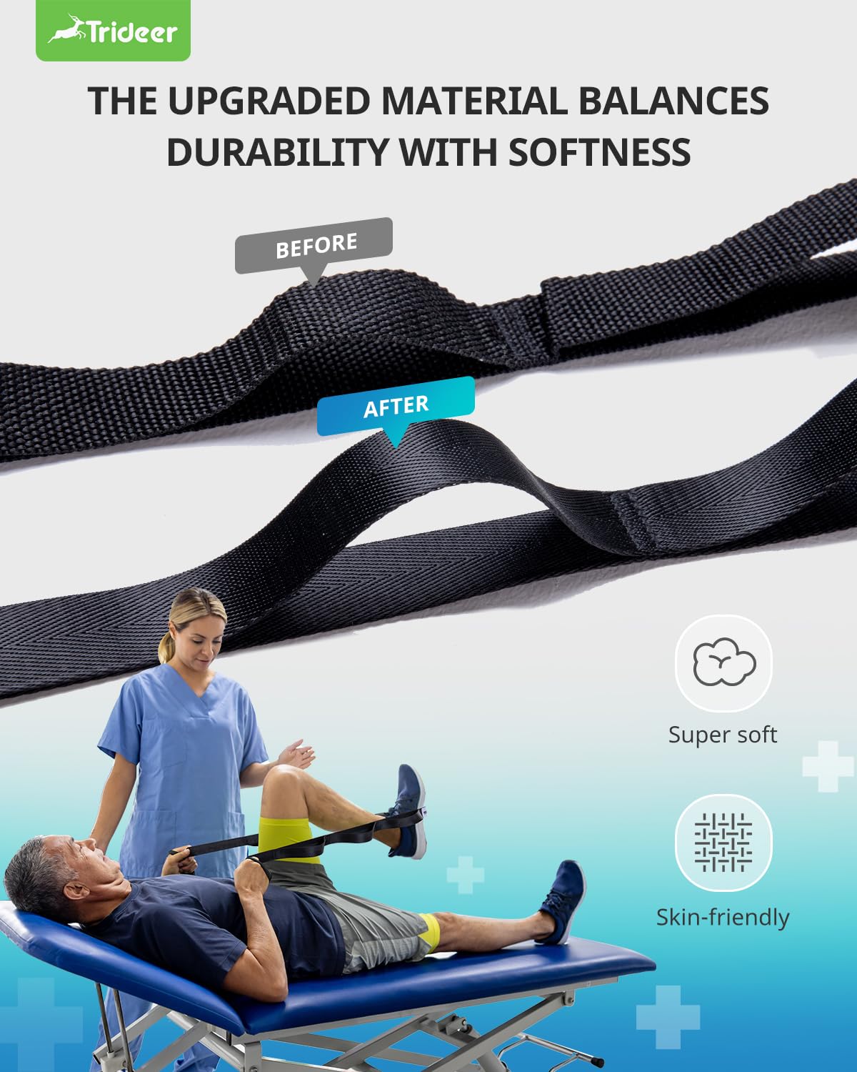 Non-Elastic Stretching Rope Yoga Strap with 10 Easy Grip Loops