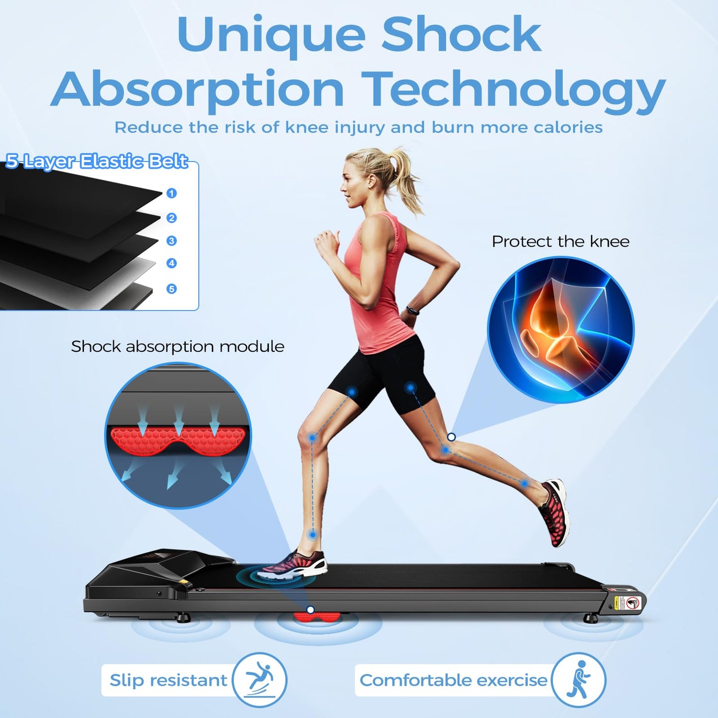 Portable Under Desk Treadmill Walking Pad for Home & Office, 340lbs Capacity, 3 in 1 Portable Walking Pad