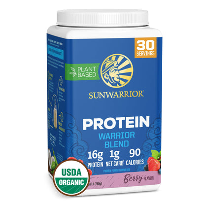 Vegan Organic Protein Powder Plant-based | BCAA Amino Acids Hemp Seed Soy Free Dairy Free Gluten Free Synthetic Free NON-GMO | Chocolate 30 Servings | Warrior Blend by Sunwarrior.