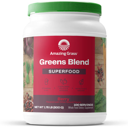 Superfood Greens Blend with Antioxidants, Digestive Enzymes, Fiber Prebiotics and Probiotics