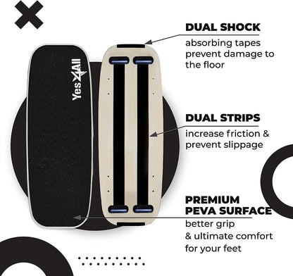 Balance Board Surf Sport Trainer with Adjustable Stoppers for Core Strength