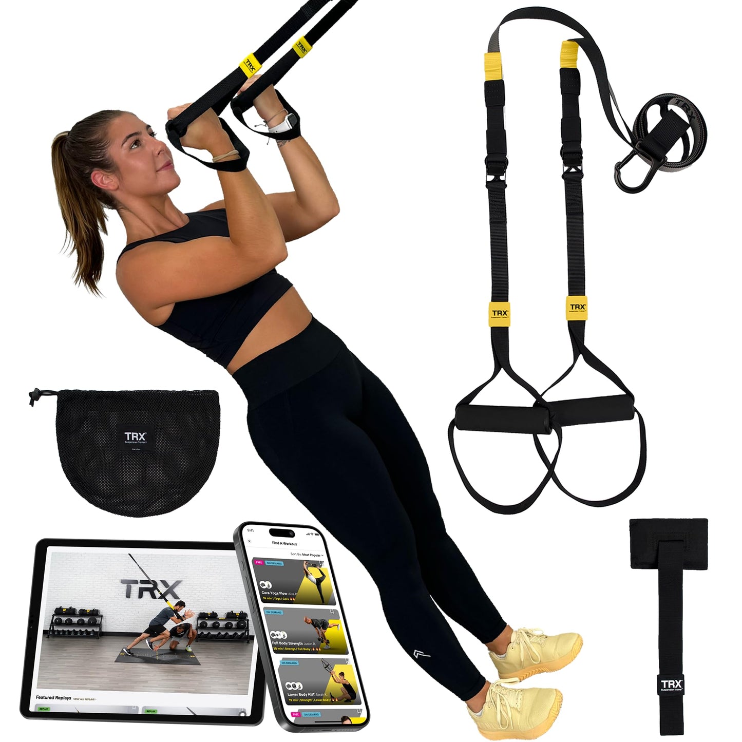 TRX GO Suspension Trainer for Full Body Workouts, Nylon Straps, 700 lb Capacity