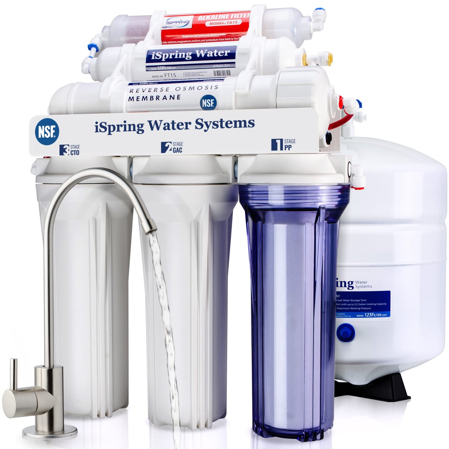 NSF Certified iSpring Under Sink pH+ Alkaline Remineralizing Water Filter System