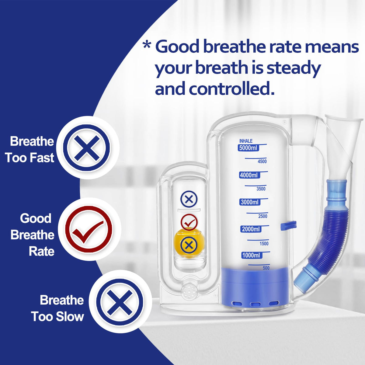 Incentive Spirometer Breathing Exercise Device for Lung Health, 5000ml