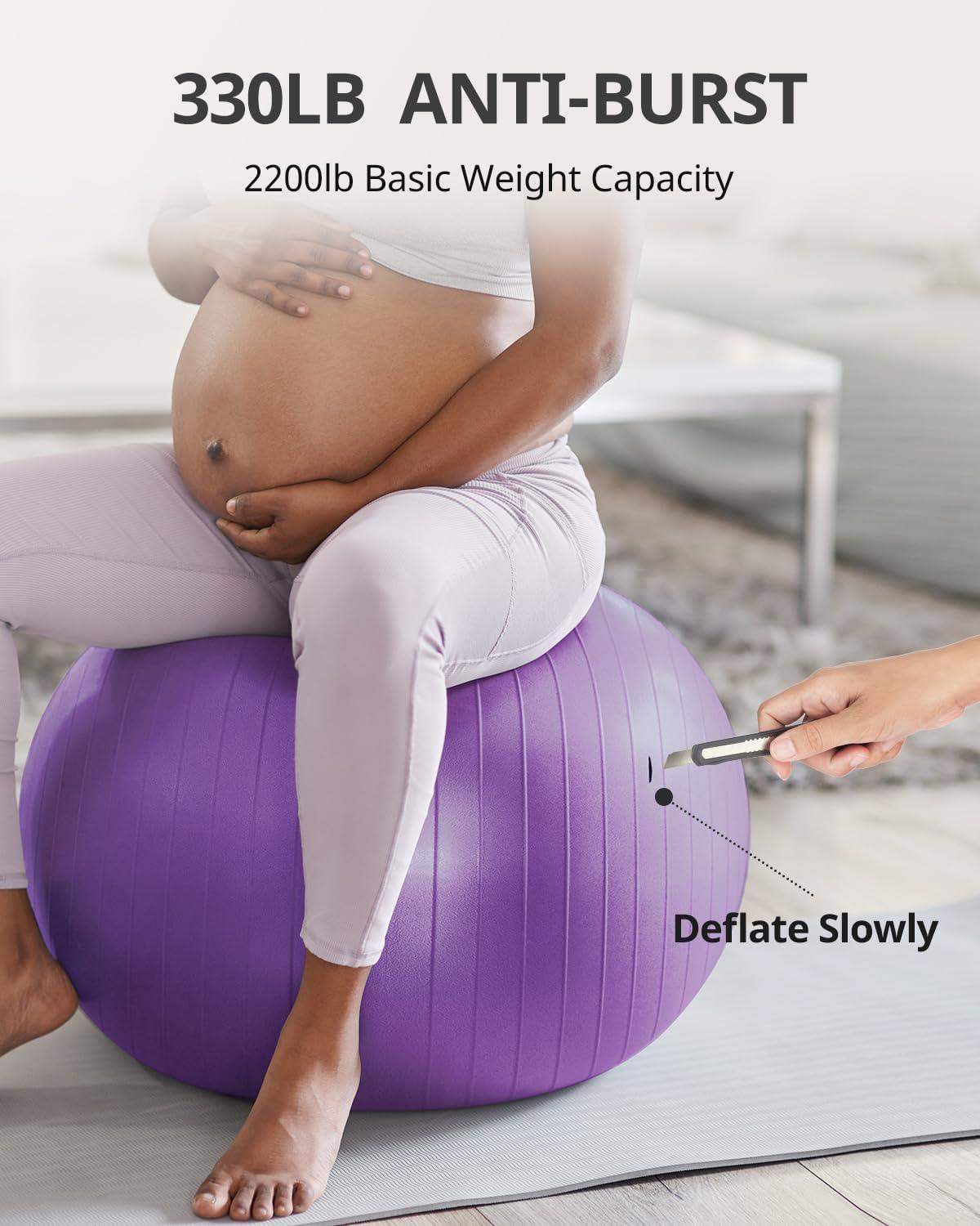 Swiss Exercise Yoga Ball for Balance and Core Stability with 5 Sizes and Quick Pump Included - imprüv 