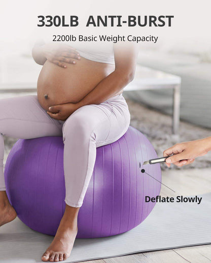 Swiss Exercise Yoga Ball for Balance and Core Stability with 5 Sizes and Quick Pump Included - imprüv 