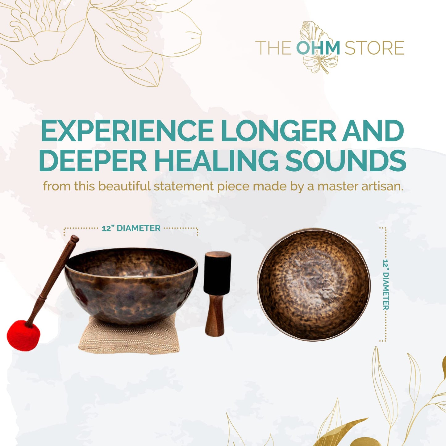 Deep Tone Pure Bronze Tibetan Singing Bowl for Sound Bath Meditation