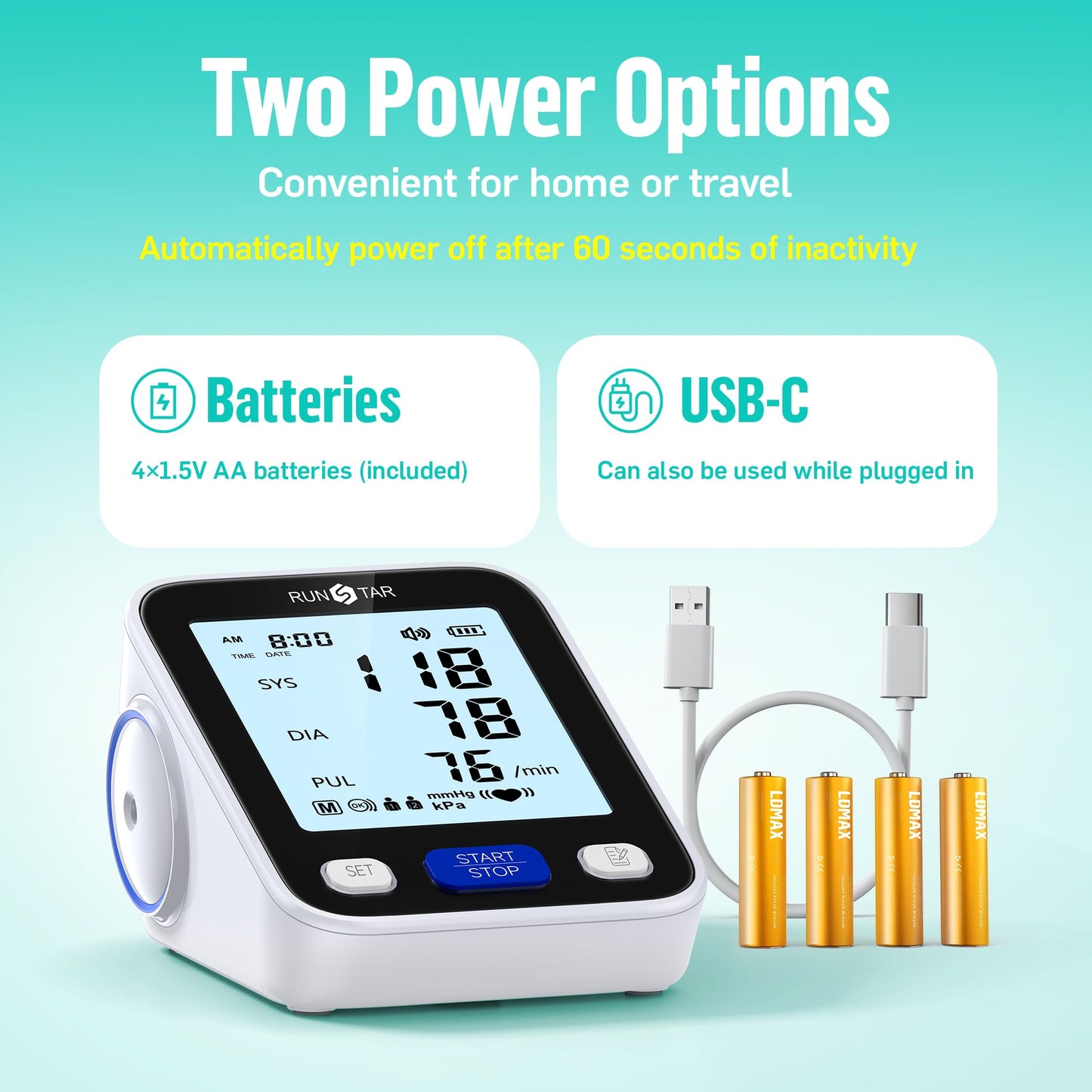 Upper Arm Blood Pressure Monitor with Wide Range Cuff, 8.6'' to 16.5'' - imprüv 