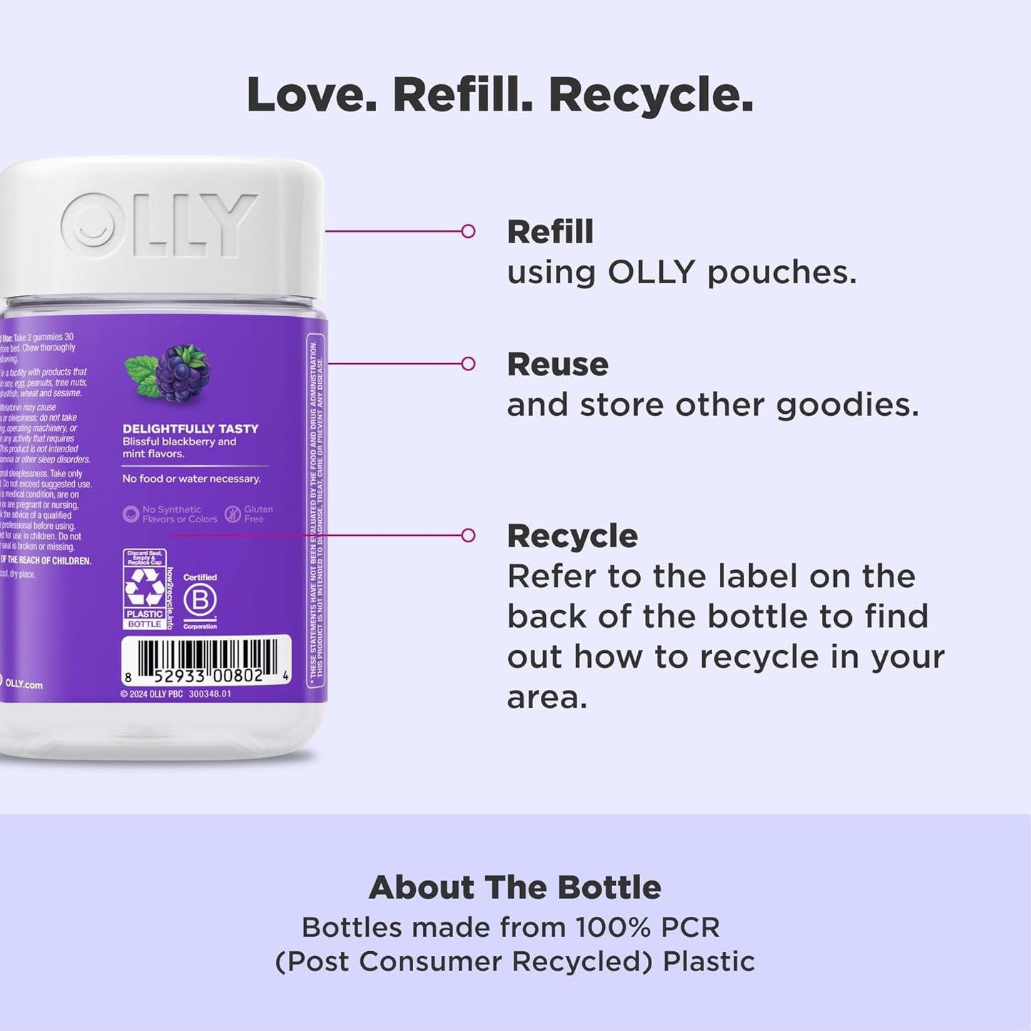 OLLY Sleep Gummies with Melatonin and L-Theanine for Restful Nights, 70 Count