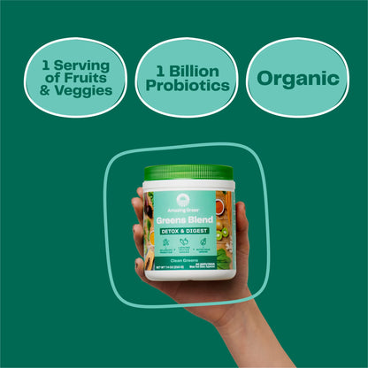 Superfood Greens Blend with Antioxidants, Digestive Enzymes, Fiber Prebiotics and Probiotics