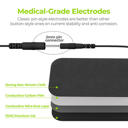 TENS Unit Electrode Pads, Rectangular Reusable Replacement - imprüv 