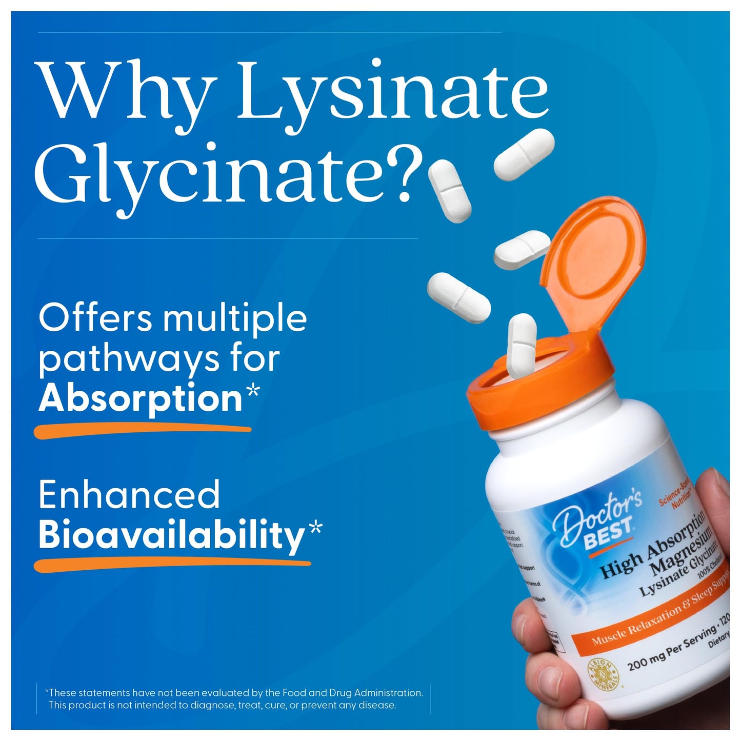 Doctor's Best High Absorption Magnesium Glycinate Lysinate for Sleep Support