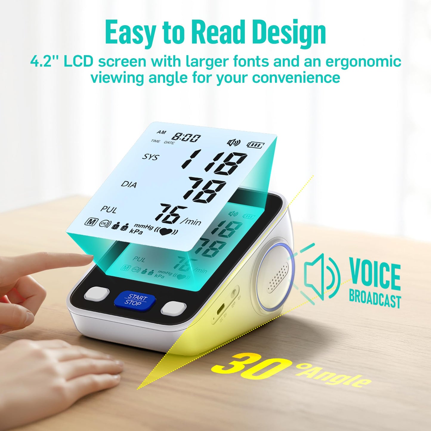 Upper Arm Blood Pressure Monitor with Wide Range Cuff, 8.6'' to 16.5'' - imprüv 