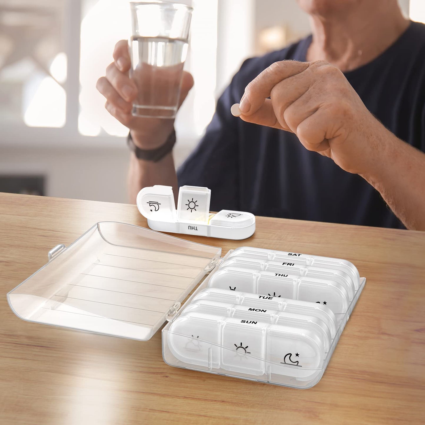 Weekly Vitamin Organizer 3 Times a Day Large 7 Day Portable Medicine Box - imprüv 