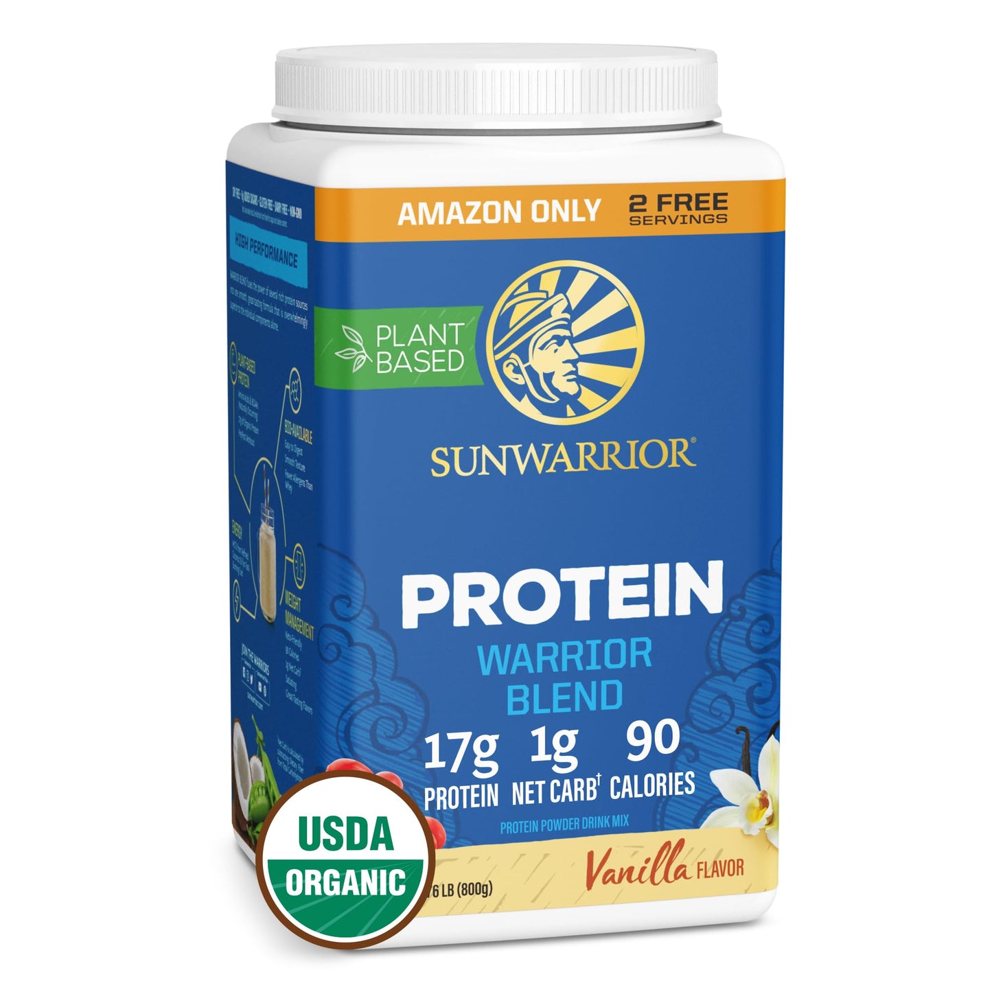 Vegan Organic Protein Powder Plant-based | BCAA Amino Acids Hemp Seed Soy Free Dairy Free Gluten Free Synthetic Free NON-GMO | Chocolate 30 Servings | Warrior Blend by Sunwarrior.