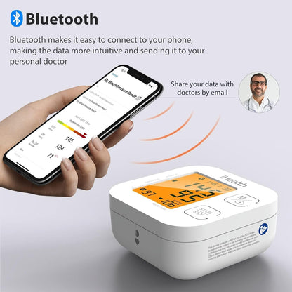 Smart Upper Arm Blood Pressure Monitor with Wide Range Cuff & Bluetooth