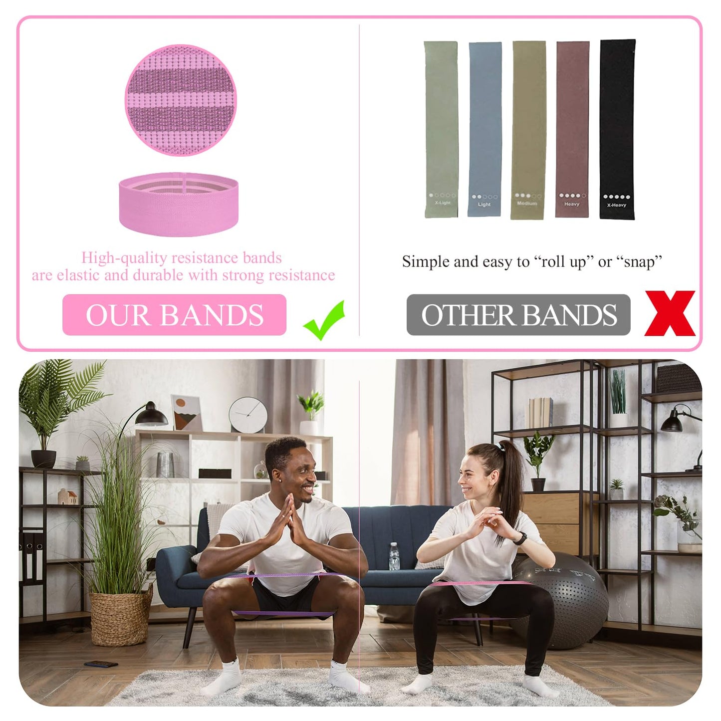 14-Inch Non-Slip Fabric Resistance Bands for Glute Workouts