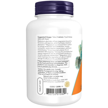 NOW Foods Magnesium Glycinate 100 mg Tablets for Muscle and Nerve Support, 90 Servings - imprüv 