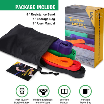 Extra Long Natural Latex Resistance Bands for Strength Training - imprüv 