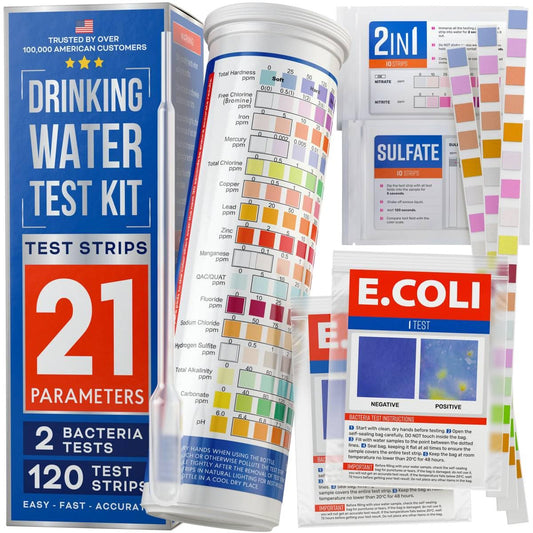 Drinking Water Home Test Kit, Tap and Well Water Strips, 120 ct