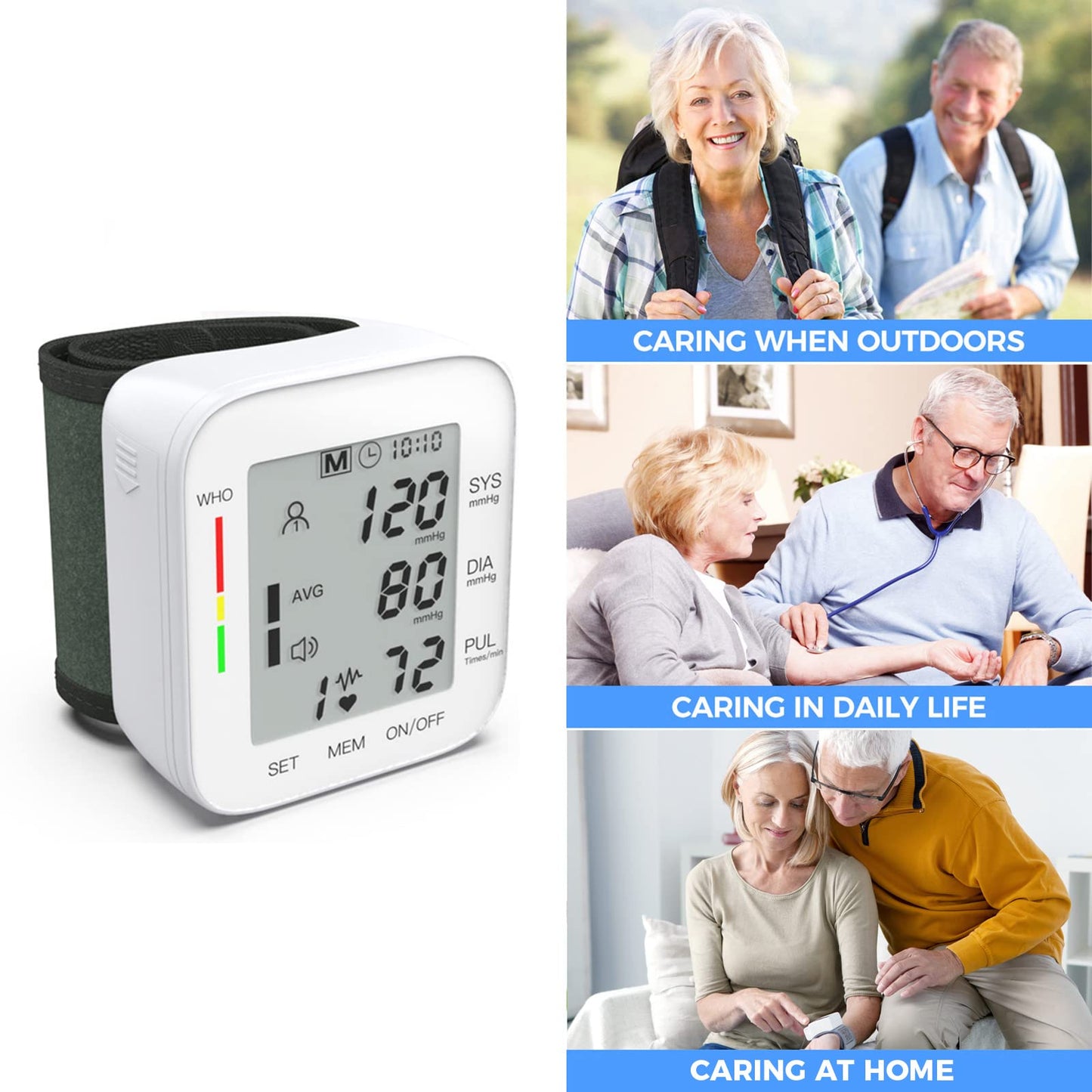 Adjustable Wrist Cuff Blood Pressure Monitor