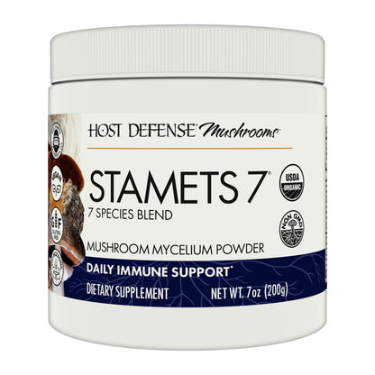 Host Defense Stamets 7 Mushroom Powder - 7 Species Blend - Mushroom Supplement for Immune Support with Royal Sun Blazei, Cordyceps, Reishi, Maitake, Lion's Mane, Chaga & Mesima - 7 oz (133 Servings)*