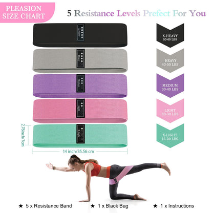 14-Inch Non-Slip Fabric Resistance Bands for Glute Workouts