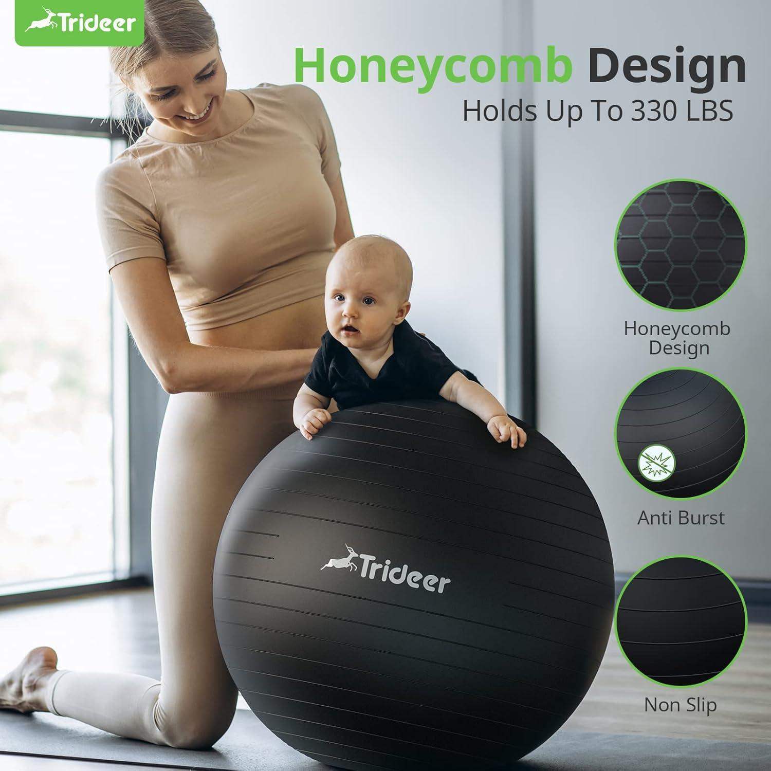 Swiss Exercise Yoga Ball for Balance and Core Stability with 5 Sizes and Quick Pump Included - imprüv 
