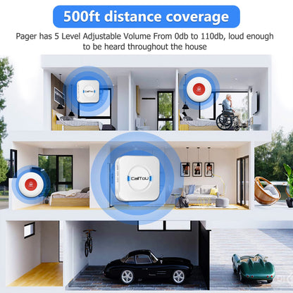 Wireless Caregiver Call Button Medical Alert System with 500ft Range