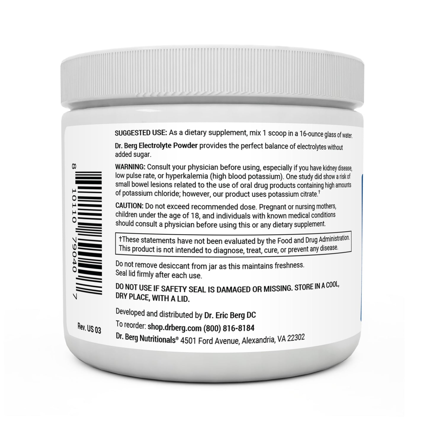 Dr. Berg Sugar Free Electrolyte Hydration Powder