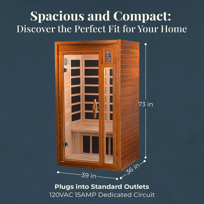 Low EMF Infrared Sauna with Red Light Therapy and Audio System - imprüv 