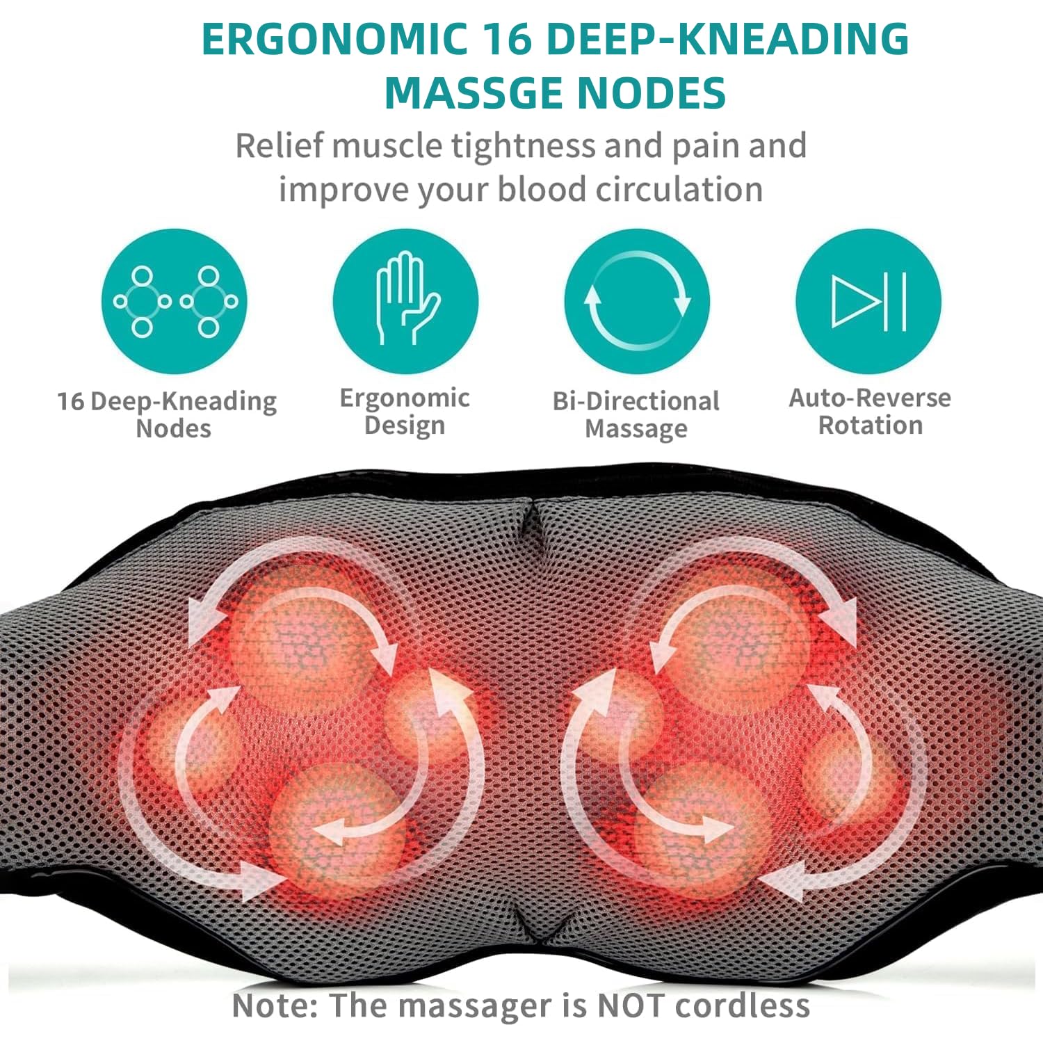 Electric Shiatsu Deep Tissue Neck Massager with Heat - imprüv 