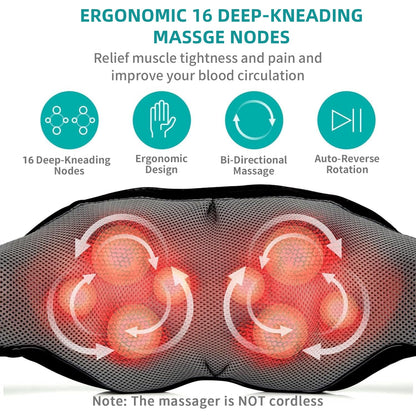 Electric Shiatsu Deep Tissue Neck Massager with Heat - imprüv 
