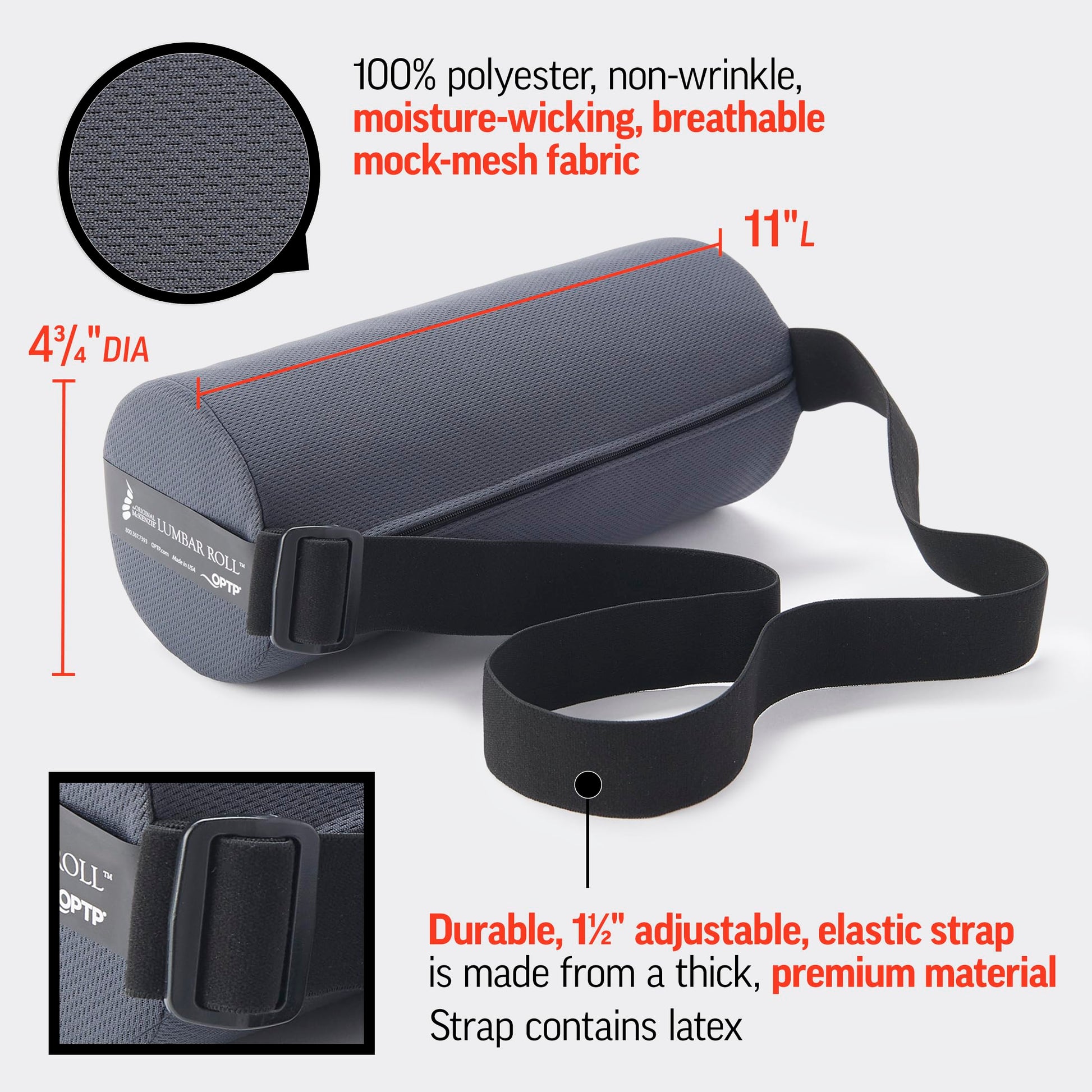 OPTP The Original McKenzie Lumbar Roll for Office Chair & Car Seat Back - imprüv 