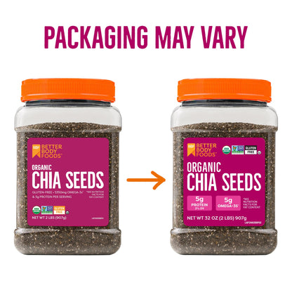 Organic Chia Seeds Rich in Fiber, Plant Protein, and Omega-3 for Digestive Health