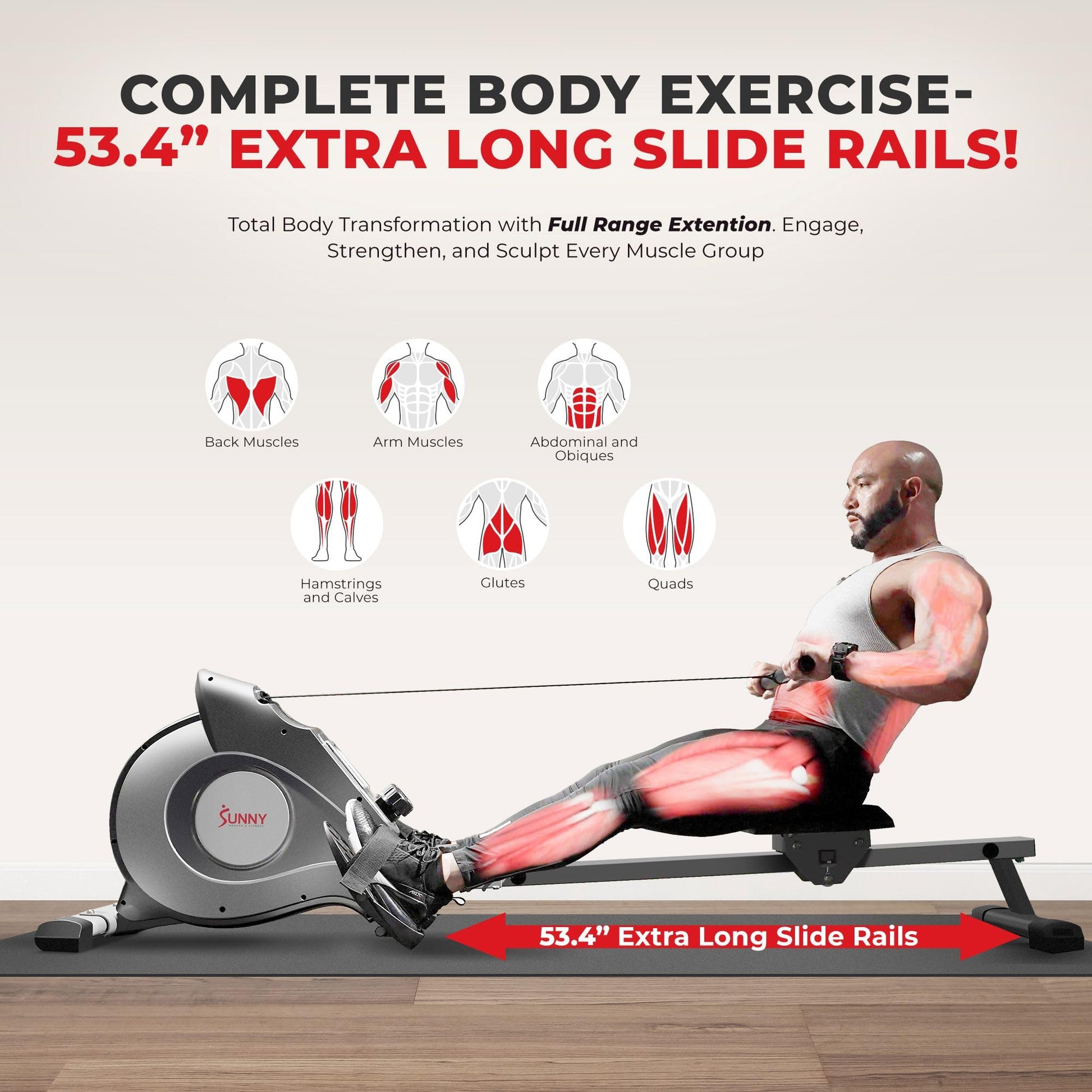 Ergonomic Low-Impact Magnetic Resistance Rowing Machine