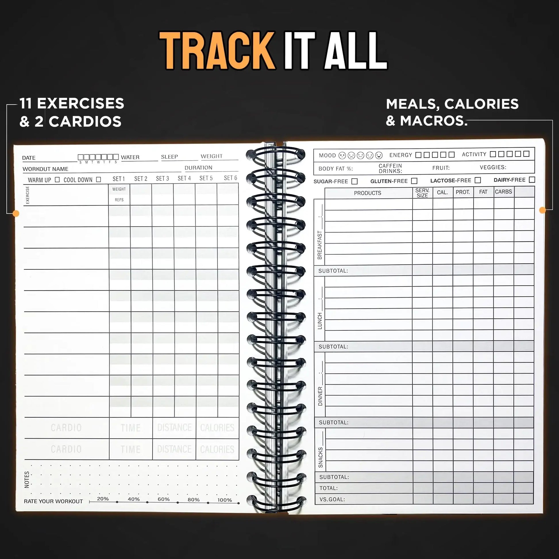 Food and Fitness Journal for Meal Planning and Workout Tracking - imprüv 