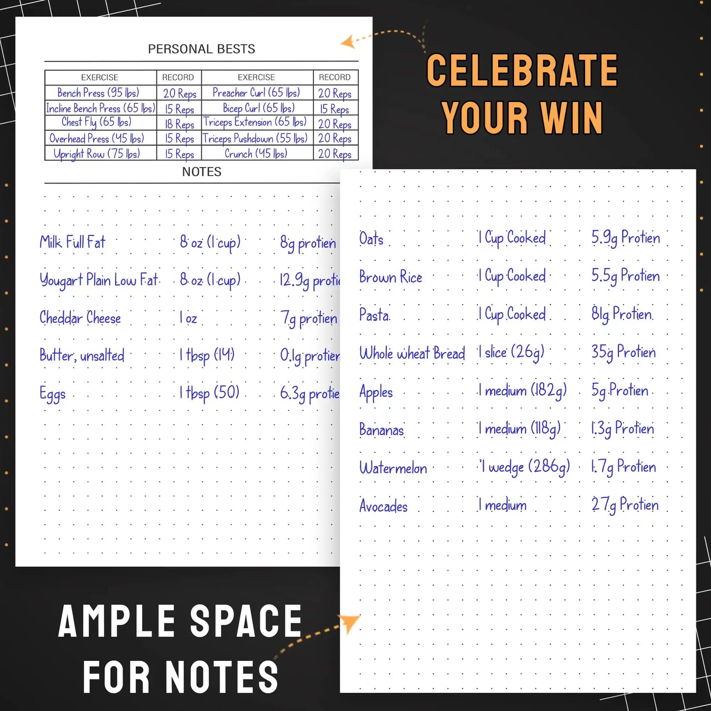 Food and Fitness Journal for Meal Planning and Workout Tracking - imprüv 
