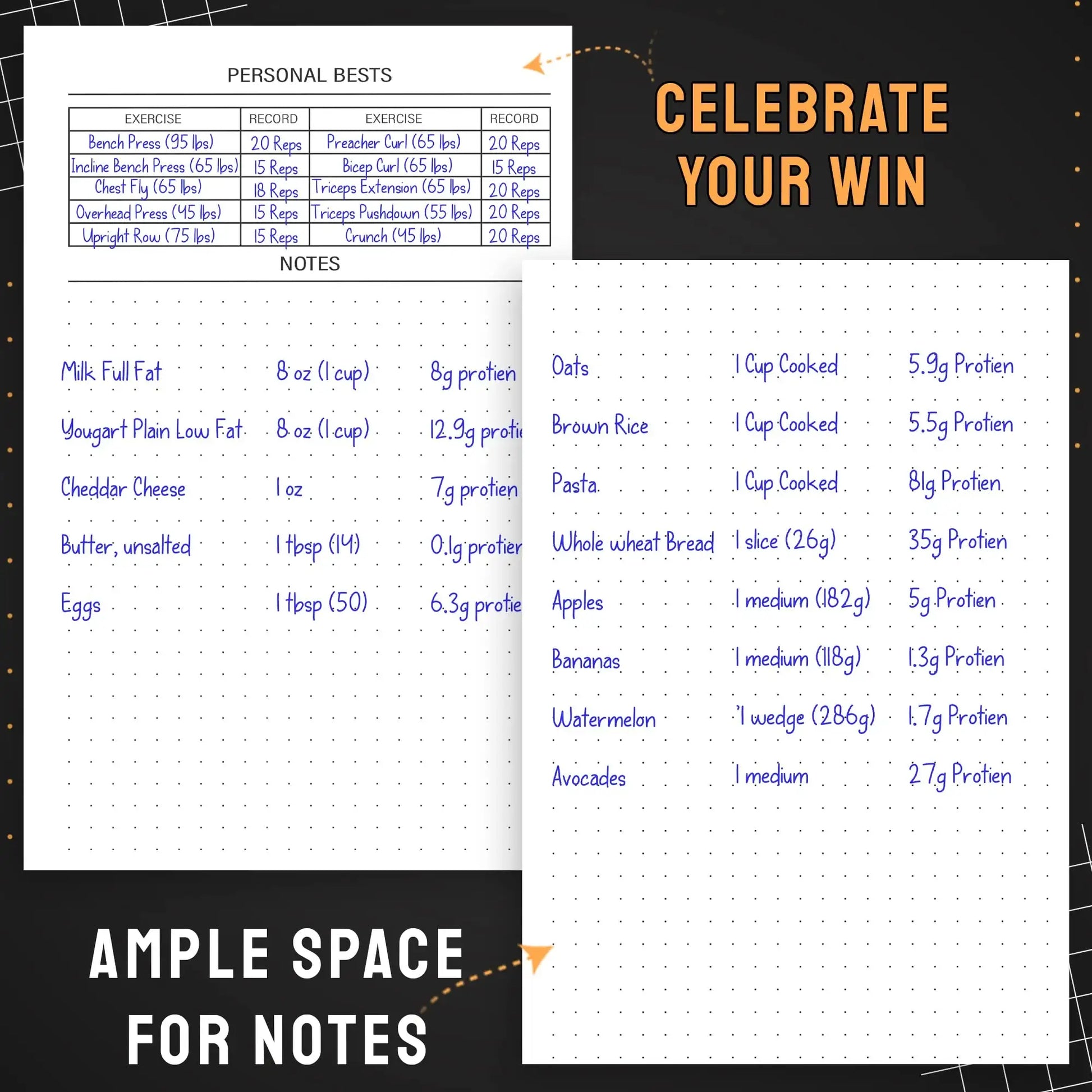 Food and Fitness Journal for Meal Planning and Workout Tracking - imprüv 